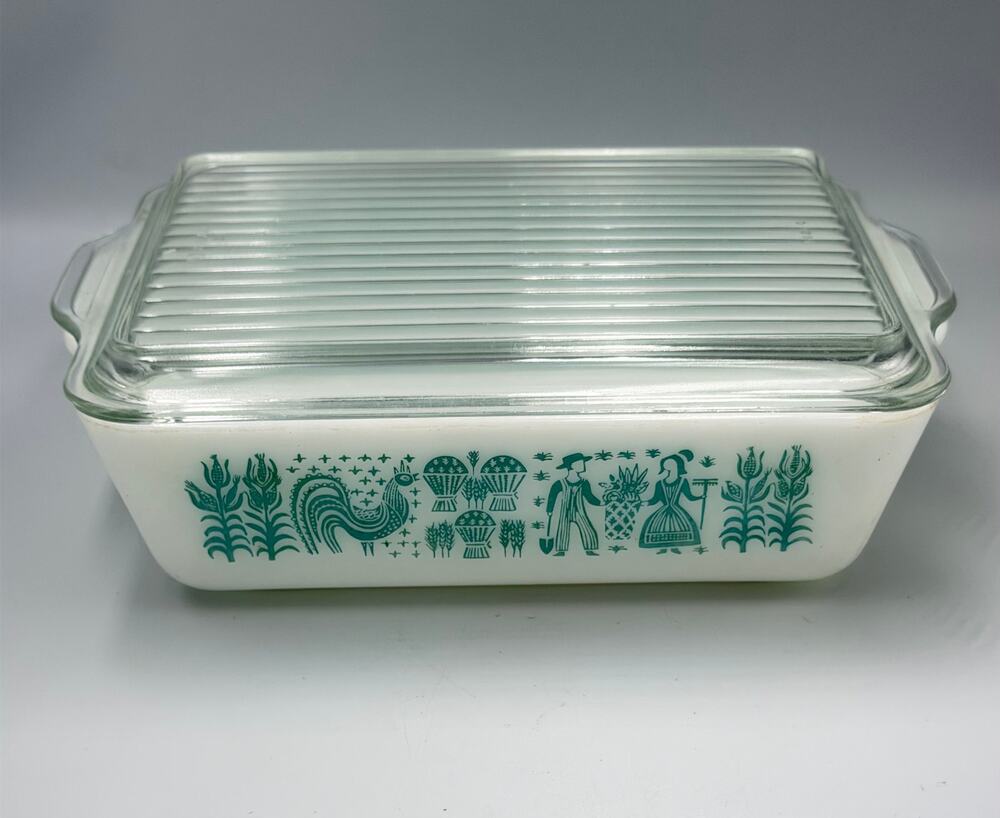 PYREX #503 Blue Amish Butterprint Turquoise Refrigerator Storage Dish READ
